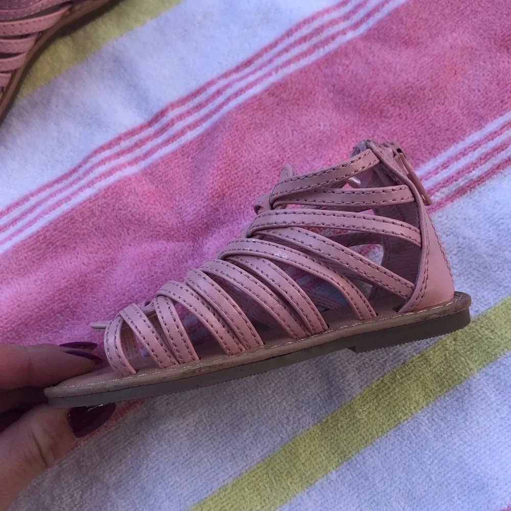 Girls Pink Strappy Gladiator Sandals